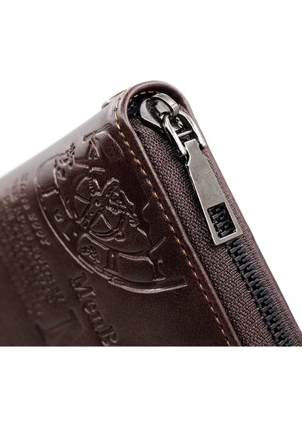 Moda Erkekler Orta Uzunluk Büyük Kapasiteli Tek Çekme Zincir Cüzdan Clutch Cep Telefonu Çantası Değişiklik (Yurt Dışından)