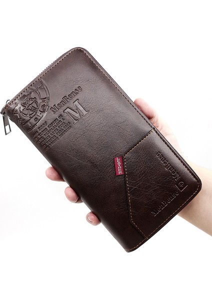 Moda Erkekler Orta Uzunluk Büyük Kapasiteli Tek Çekme Zincir Cüzdan Clutch Cep Telefonu Çantası Değişiklik (Yurt Dışından)