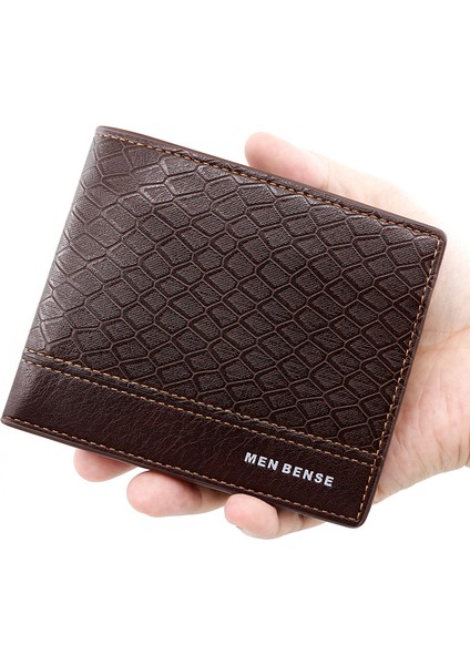 Erkek Kısa Cüzdan Moda Iki Katlı Para Cüzdanı Büyük Kapasiteli Çoklu Kart Yuvası Erkek Cüzdanı (Yurt Dışından)