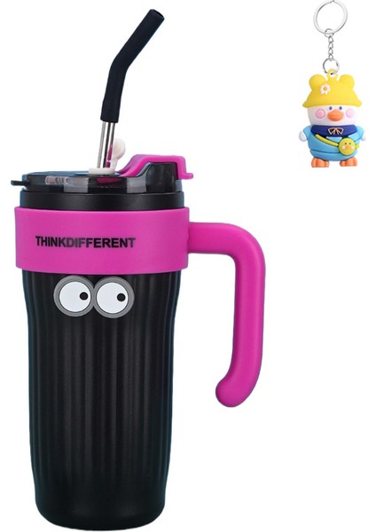 Coffee Break 316 Paslanmaz Çelik Çift Katmanlı Vakum Izolasyonlu Bardak Büyük Kapasiteli Çift Içecek Kahve Fincanı Saplı Pipetli Bardak (Yurt Dışından)