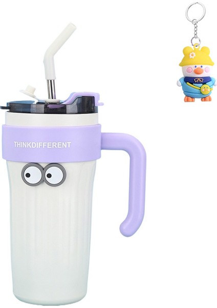 Coffee Break 316 Paslanmaz Çelik Çift Katmanlı Vakum Izolasyonlu Bardak Büyük Kapasiteli Çift Içecek Kahve Fincanı Saplı Pipetli Bardak (Yurt Dışından)