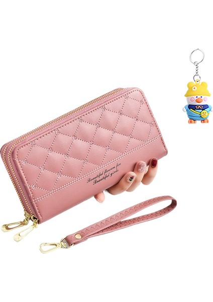 Bayan Cüzdan Çift Fermuarlı Moda Basit Çoklu Kart Yuvası Büyük Kapasiteli Cep Telefonu Clutch (Yurt Dışından)