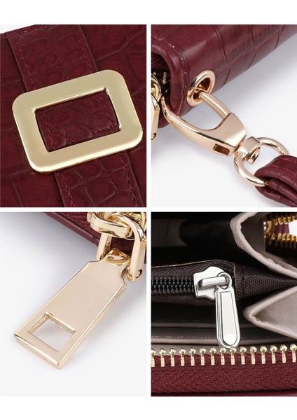 Fermuarlı Clutch Moda Bayan Uzun Cüzdan Çantası Çoklu Kart Yuvası Kart Tutucu Para Cüzdanı (Yurt Dışından)