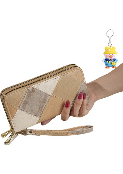 Cüzdan Kadın Çift Fermuarlı Büyük Kapasiteli Clutch Moda Çoklu Kart Yuvası Cep Telefonu (Yurt Dışından)