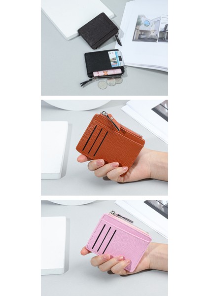 Kart Tutucu Kadın Fermuarlı Çoklu Kart Yuvası Kadın Kart Tutucu Para Cüzdanı Ultra Ince Cüzdan Kadın (Yurt Dışından) fırsatları