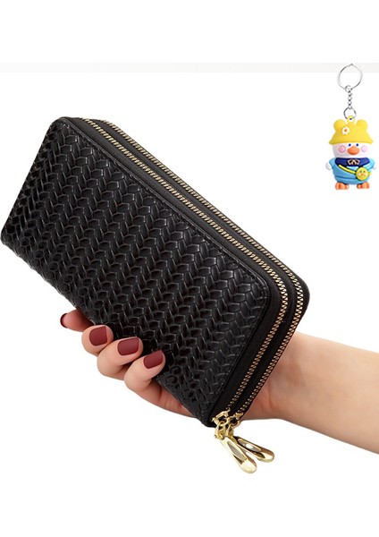 Cüzdan Kadın Uzun Çift Fermuar Büyük Kapasiteli Clutch Kadın Cep Telefonu Çantası (Yurt Dışından)