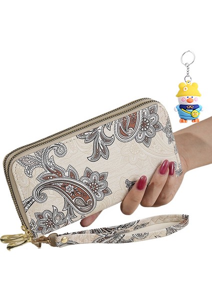 Cüzdan Kadın Moda Çift Fermuar Büyük Kapasiteli Cep Telefonu Çantası Para Cüzdanı (Yurt Dışından)