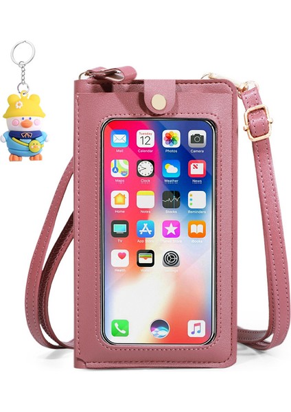 Cep Telefonu Çantası Kadın Çok Fonksiyonlu Dokunmatik Ekran Tek Omuz Crossbody Küçük Çanta Şeffaf Cep (Yurt Dışından)