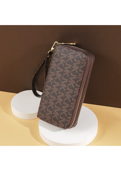 Uzun Cüzdan Kadın Çift Fermuarlı Clutch Kadın Çift Katmanlı Baskılı Büyük Kapasiteli Cep Telefonu Çantası (Yurt Dışından) fırsatları