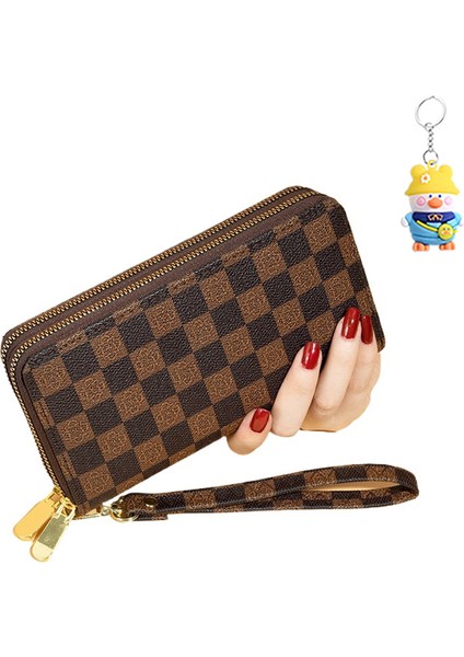 Cüzdan Kadın Büyük Kapasiteli Clutch Çift Fermuarlı Cep Telefonu Çantası Kart (Yurt Dışından)