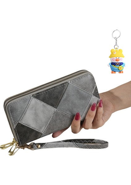 Cüzdan Kadın Çift Fermuarlı Büyük Kapasiteli Clutch Moda Çoklu Kart Yuvası Cep Telefonu (Yurt Dışından)