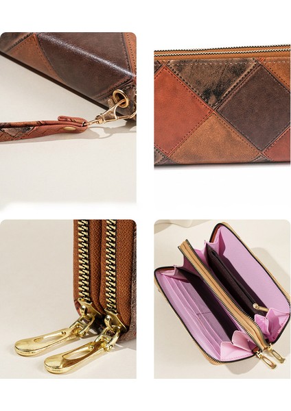 Cüzdan Kadın Çift Fermuarlı Büyük Kapasiteli Clutch Moda Çoklu Kart Yuvası Cep Telefonu (Yurt Dışından) indirimleri