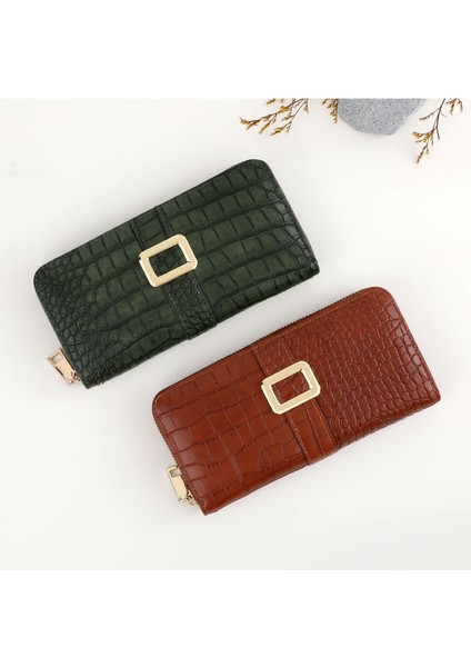 Fermuarlı Clutch Moda Bayan Uzun Cüzdan Çantası Çoklu Kart Yuvası Kart Tutucu Para Cüzdanı (Yurt Dışından)