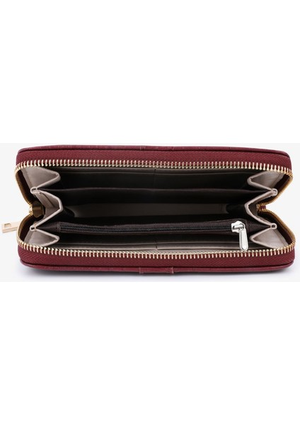 Fermuarlı Clutch Moda Bayan Uzun Cüzdan Çantası Çoklu Kart Yuvası Kart Tutucu Para Cüzdanı (Yurt Dışından)