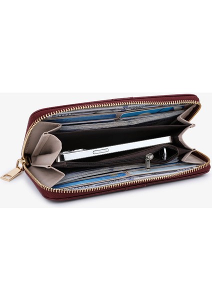 Fermuarlı Clutch Moda Bayan Uzun Cüzdan Çantası Çoklu Kart Yuvası Kart Tutucu Para Cüzdanı (Yurt Dışından)