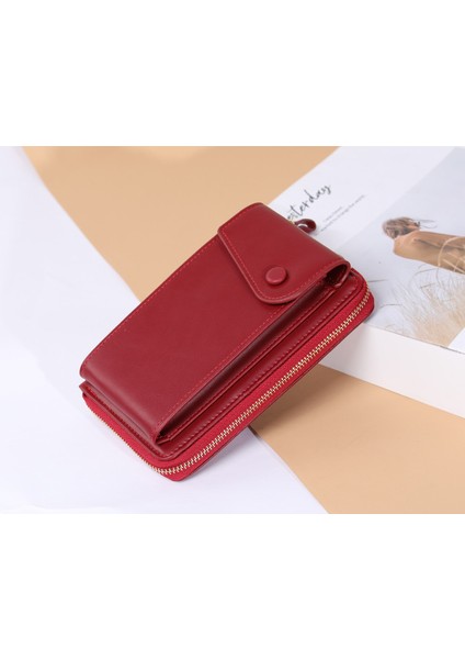 Cep Telefonu Çantası Fermuarlı Tek Omuz Küçük Crossbody Çanta Çoklu Kart Yuvası Bayanlar Cüzdanı Değişim Elli Çanta (Yurt Dışından)