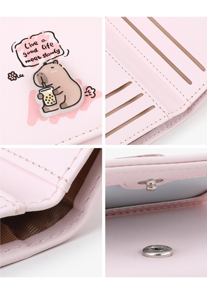 Kız Karikatür Sevimli Cüzdan Pembe Kapibala Depolama Bozuk Para Cüzdanı Kimlik Çantası (Yurt Dışından) indirimleri