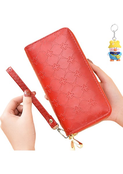 Uzun Cüzdan Bayanlar Büyük Kapasiteli Clutch Kadın Çift Katmanlı Fermuarlı Cep Telefonu Çantası (Yurt Dışından)