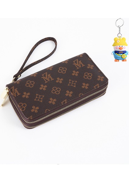 Uzun Cüzdan Kadın Büyük Kapasiteli Çift Fermuarlı Cep Telefonu Çantası Clutch (Yurt Dışından)