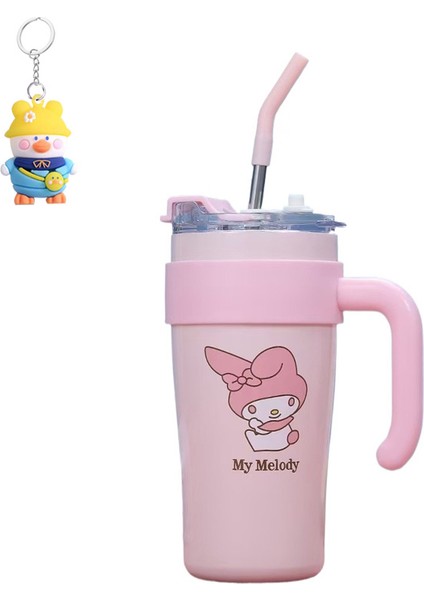 Kızlar Için 304 Paslanmaz Çelik Termos Bardak Sanrio Buz Bardak Büyük Kapasiteli Kolu Bardak Karikatür Pipetli Bardak (Yurt Dışından)
