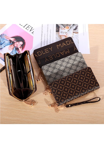 Cüzdan Kadın Uzun Bayan Elli Cep Telefonu Çantası Fermuarlı Cüzdan Büyük Kapasiteli Kart Tutucu (Yurt Dışından) fırsatları