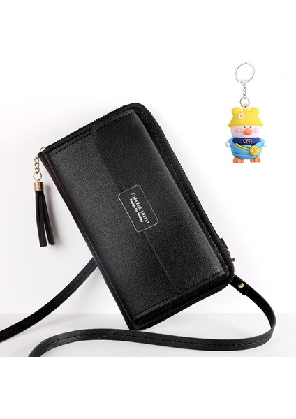 Büyük Kapasiteli Cep Telefonu Çantası Küçük Omuz Crossbody Fermuarlı Çanta Çok Fonksiyonlu Uzun Clutch Bayan Cüzdanı (Yurt Dışından)