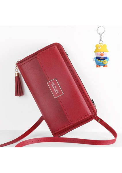 Büyük Kapasiteli Cep Telefonu Çantası Küçük Omuz Crossbody Fermuarlı Çanta Çok Fonksiyonlu Uzun Clutch Bayan Cüzdanı (Yurt Dışından)