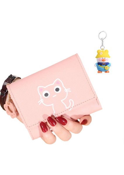 Karikatür Sevimli Cüzdan Kadın Kısa Üç Katlı Kedi Kız Küçük Cüzdan Cüzdan Kadın Toprak Cüzdan El Tutuşu (Yurt Dışından)