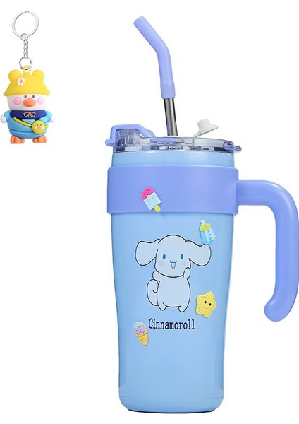 Kızlar Için 304 Paslanmaz Çelik Termos Bardak Sanrio Buz Bardak Büyük Kapasiteli Kolu Bardak Karikatür Pipetli Bardak (Yurt Dışından)