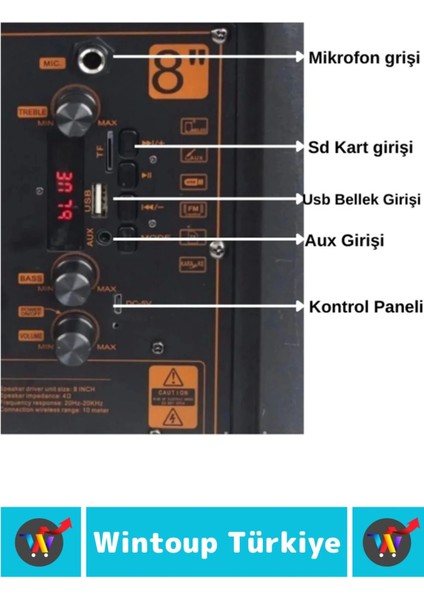 Yüksek Kaliteli Dj Bass Aux USB Sf Kart Giriş Radyo Karaoke Mikrofon 8 Inch Rgb Bluetooth Hoparlör