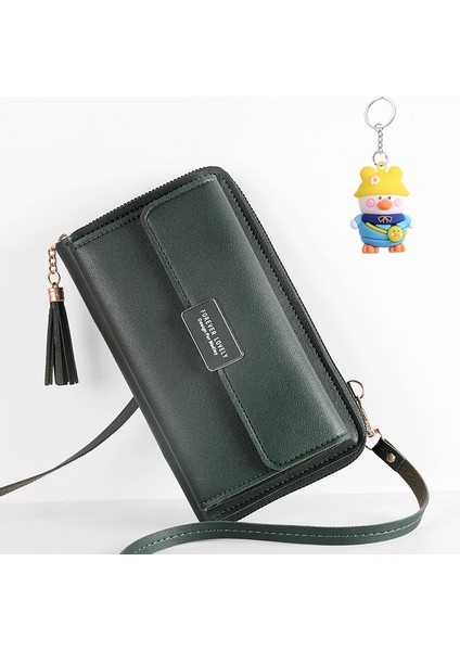 Büyük Kapasiteli Cep Telefonu Çantası Küçük Omuz Crossbody Fermuarlı Çanta Çok Fonksiyonlu Uzun Clutch Bayan Cüzdanı (Yurt Dışından)