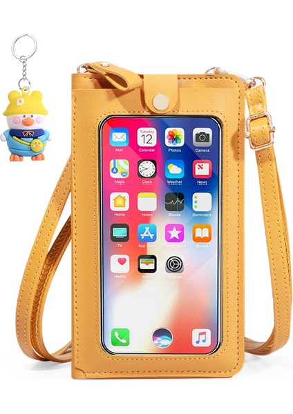 Cep Telefonu Çantası Kadın Çok Fonksiyonlu Dokunmatik Ekran Tek Omuz Crossbody Küçük Çanta Şeffaf Cep (Yurt Dışından)