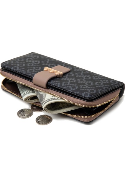 Cüzdan Kadın Uzun Moda Toka Katlanır Clutch Fermuarlı Çanta Kart Tutucu (Yurt Dışından) modelleri