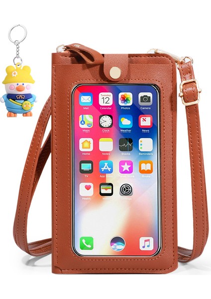 Cep Telefonu Çantası Kadın Çok Fonksiyonlu Dokunmatik Ekran Tek Omuz Crossbody Küçük Çanta Şeffaf Cep (Yurt Dışından)