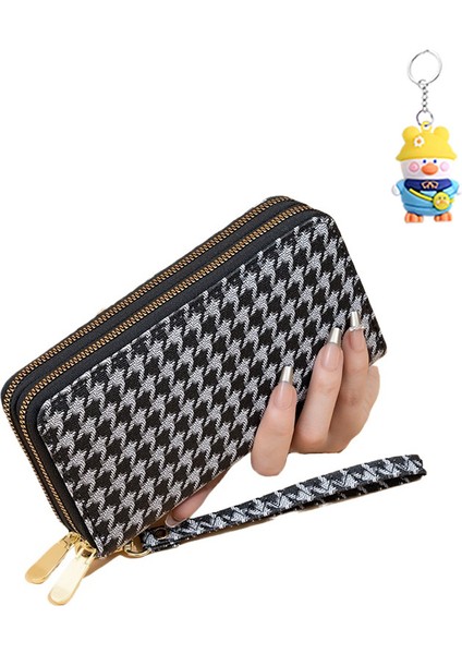 Cüzdan Kadın Uzun Bayan Moda Çift Fermuarlı Büyük Kapasiteli Clutch Kart Tutucu (Yurt Dışından)