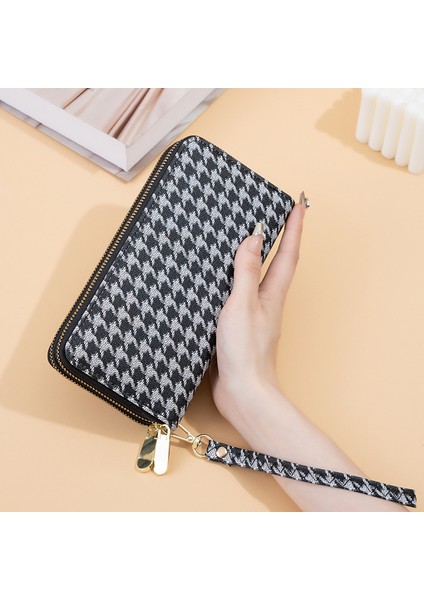 Cüzdan Kadın Uzun Bayan Moda Çift Fermuarlı Büyük Kapasiteli Clutch Kart Tutucu (Yurt Dışından)