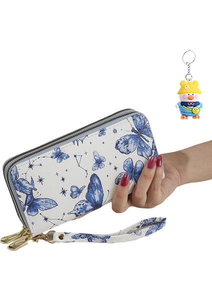 Bayan Cüzdanı Moda Basit Atmosferik Cep Telefonu Çantası Çift Fermuarlı Clutch Kart Tutucu (Yurt Dışından)