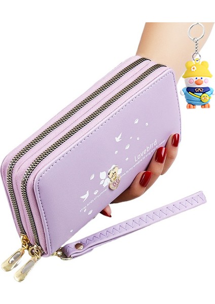 Uzun Cüzdan Kadın Büyük Kapasiteli Cep Telefonu Çantası Bilek Kayışı Clutch Kart Tutucu (Yurt Dışından)