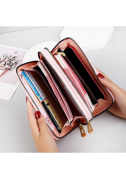 Uzun Cüzdan Kadın Büyük Kapasiteli Cep Telefonu Çantası Bilek Kayışı Clutch Kart Tutucu (Yurt Dışından) modelleri
