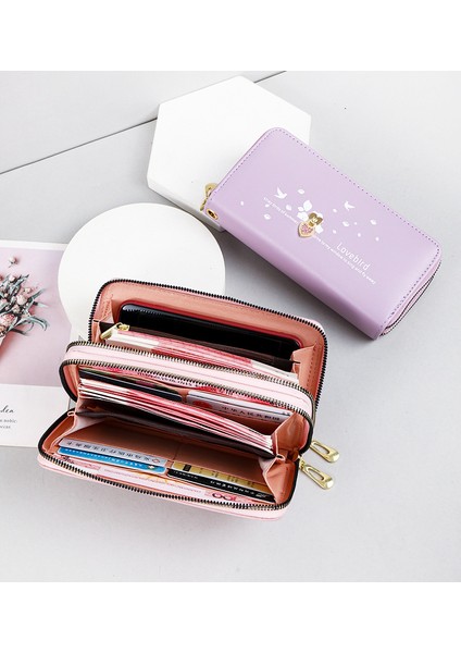 Uzun Cüzdan Kadın Büyük Kapasiteli Cep Telefonu Çantası Bilek Kayışı Clutch Kart Tutucu (Yurt Dışından) fırsatları