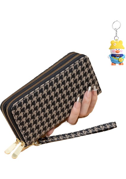 Cüzdan Kadın Uzun Bayan Moda Çift Fermuarlı Büyük Kapasiteli Clutch Kart Tutucu (Yurt Dışından)