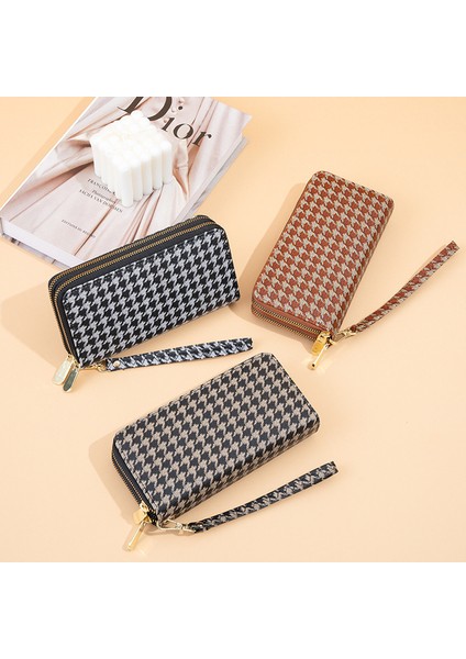 Cüzdan Kadın Uzun Bayan Moda Çift Fermuarlı Büyük Kapasiteli Clutch Kart Tutucu (Yurt Dışından)