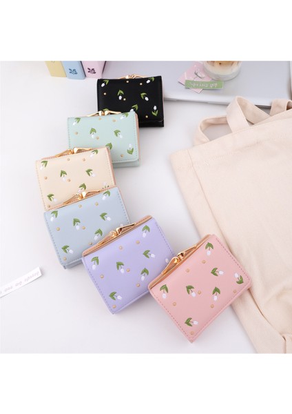 Nakış Üç Katlı Kadın Cüzdan Çoklu Kart Yuvası Kısa Değişiklik Tutucu Kart Tutucu (Yurt Dışından) indirimleri