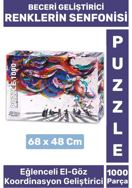 El Göz Koordinasyon Beceri Görsel Algı Geliştirici Çocuk 1000 Parça Puzzle Renklerin Senfonisi
