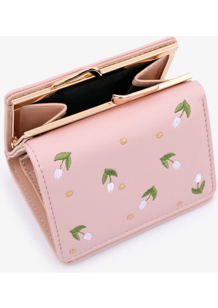 Nakış Üç Katlı Kadın Cüzdan Çoklu Kart Yuvası Kısa Değişiklik Tutucu Kart Tutucu (Yurt Dışından) modelleri