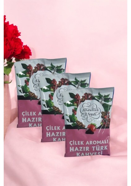 Hazır Türk Kahvesi Aromalı 100 gr 3 Adet Çilek Aromalı
