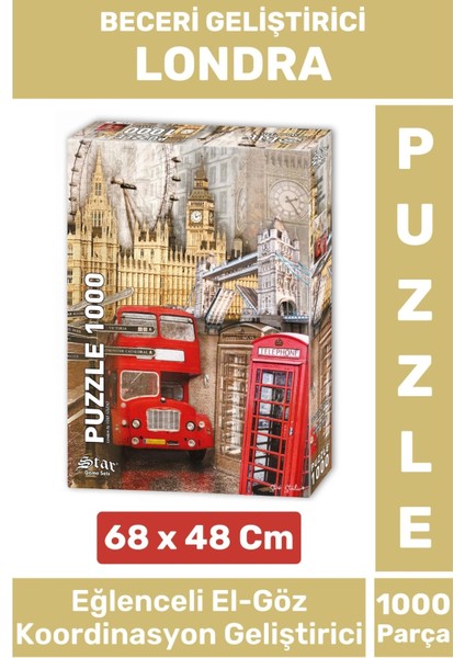 Eğlenceli El Göz Koordinasyon Beceri Görsel Algı Geliştirici Çocuk 1000 Parça Puzzle Londra