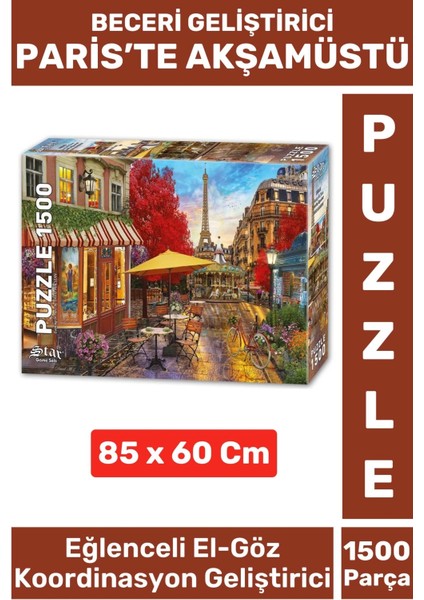 Premium Eğlenceli El Göz Koordinasyon Hafıza Beceri Geliştirici 1500 Parça Puzzle Paris'te Akşamüstü