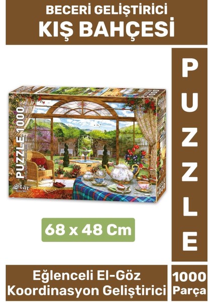 Eğlenceli El Göz Koordinasyon Beceri Görsel Algı Geliştirici Çocuk 1000 Parça Puzzle Kış Bahçesi