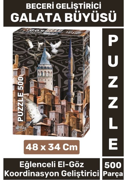 Eğlenceli El Göz Koordinasyon Beceri Görsel Algı Geliştirici Çocuk 500 Parça Puzzle Galata Büyüsü
